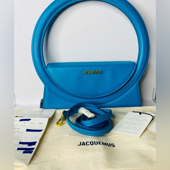Jacquemus Le Grand Rond (LARGE ROUND) Blue Leather Bag NWT & Authentic - Picture 15 of 17